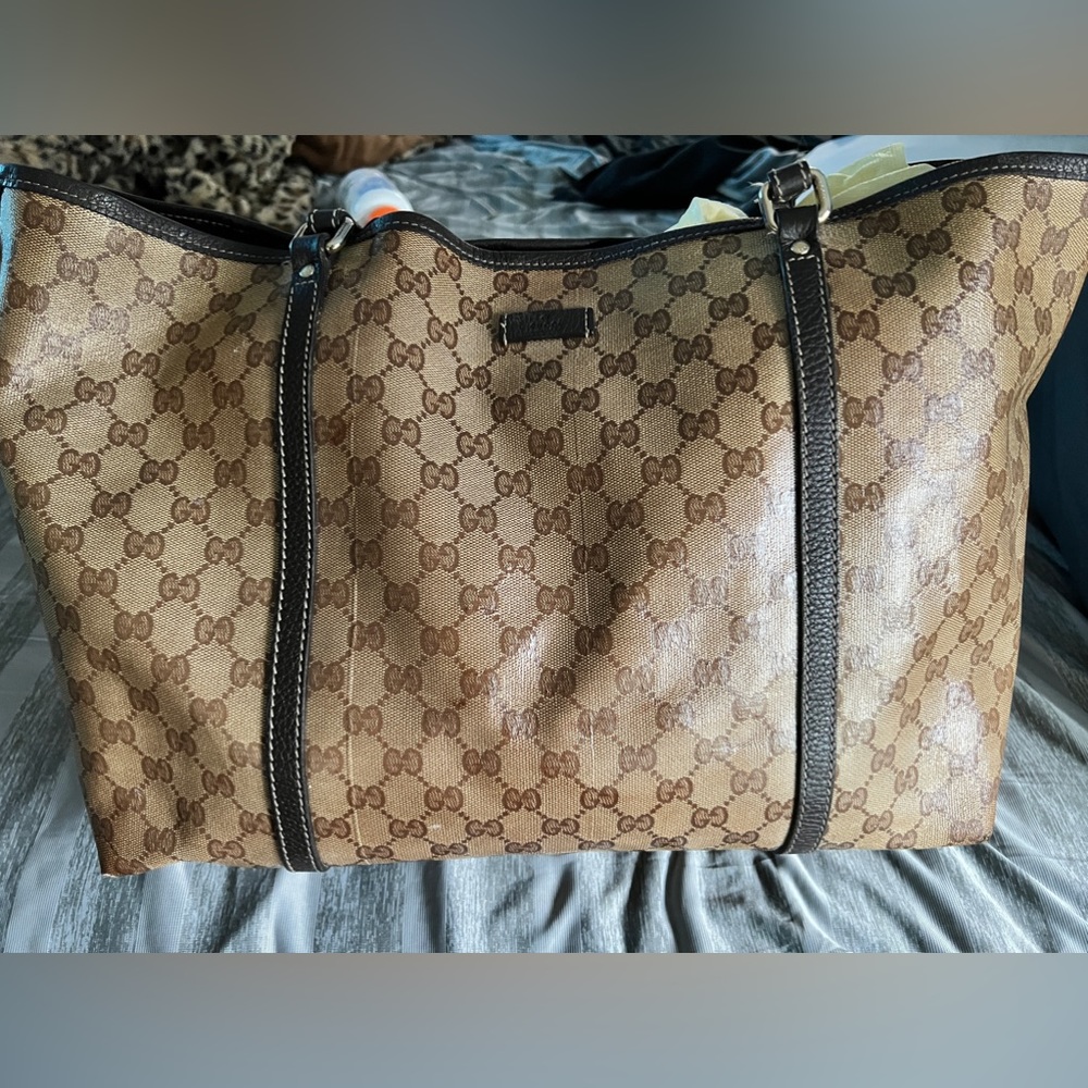 Gucci Tan and Brown Monogram Tote